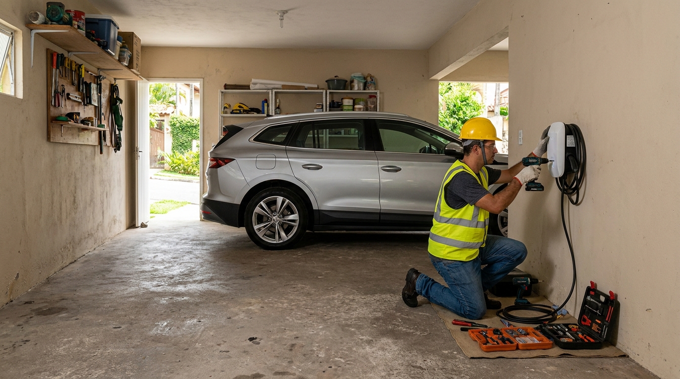 Instalacao de carregador de carro eletrico residencial em Curitiba‑PR