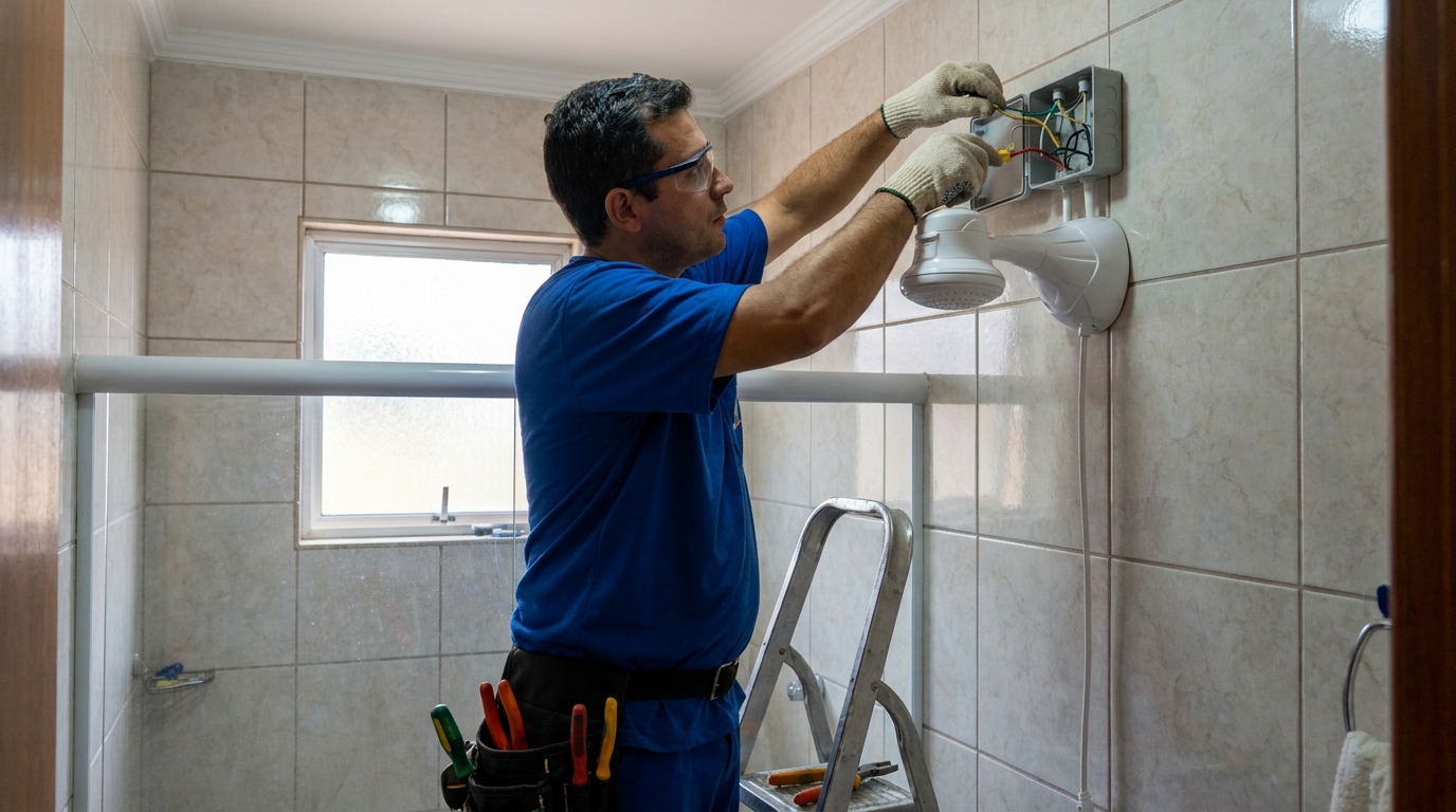 Instalacao de chuveiro eletrico profissional em Curitiba‑PR
