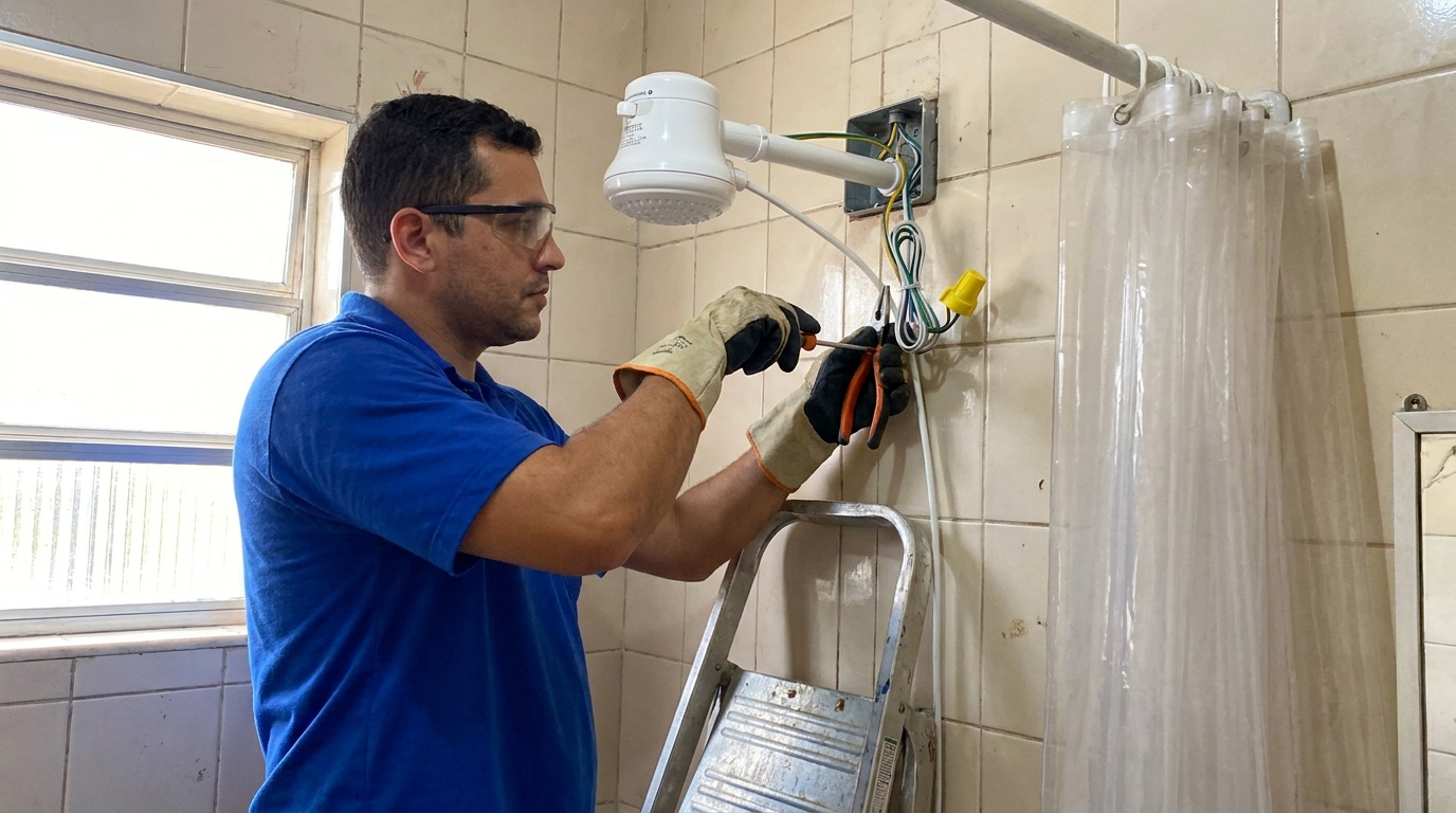Instalacao de chuveiro eletrico residencial em Curitiba‑PR