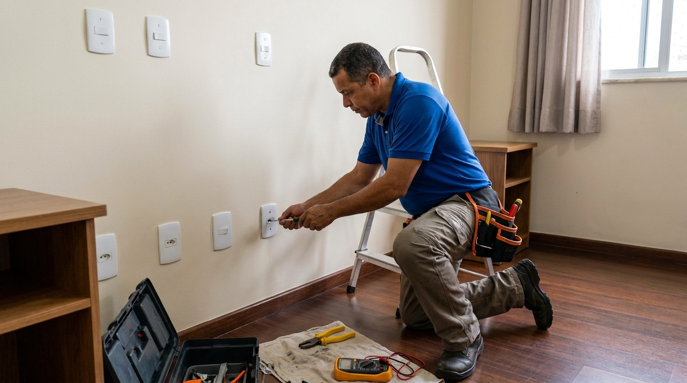 Instalacao de tomada e interruptor residencial em Curitiba‑PR