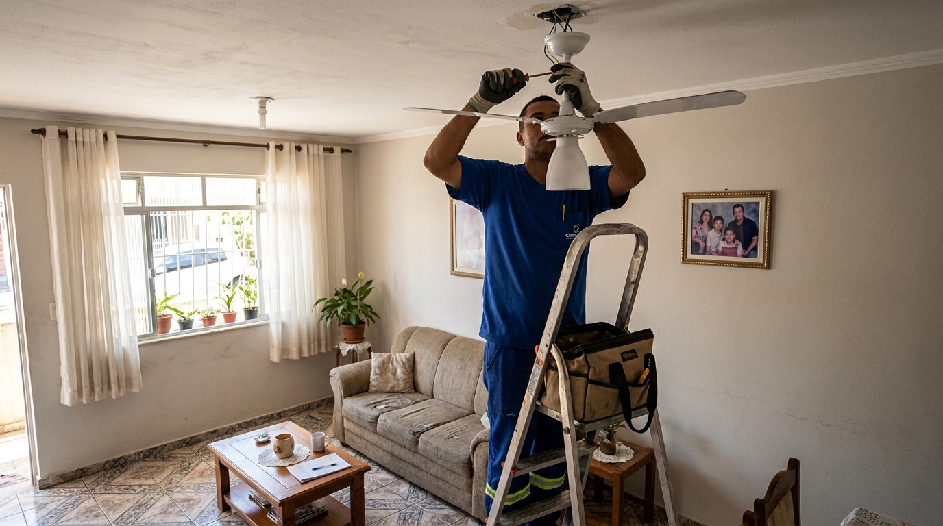 Instalacao de ventilador de teto residencial em Curitiba‑PR